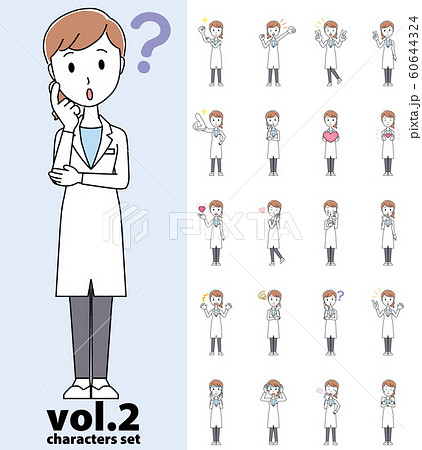 白衣を着た女性医師の様々なポーズのセットvol.2 60644324