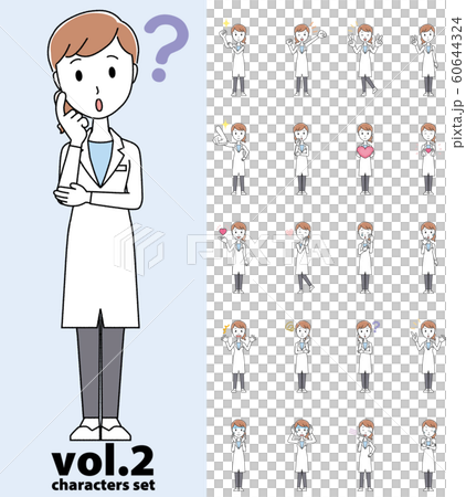白衣を着た女性医師の様々なポーズのセットvol.2 60644324
