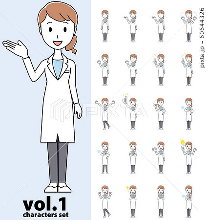 白衣を着た女性医師の様々なポーズのセットvol.1 60644326