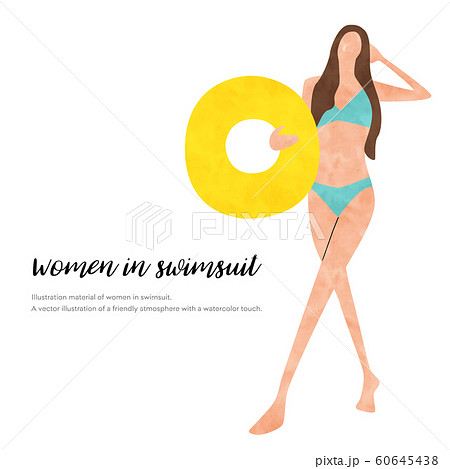 イラスト素材：水着、若い女性 60645438