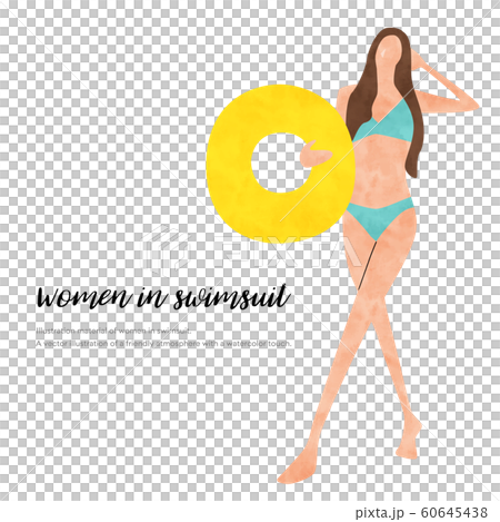 イラスト素材：水着、若い女性 60645438