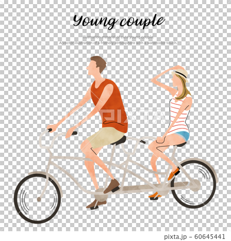 Illustration material: summer fashion, couple, bicycle 60645441
