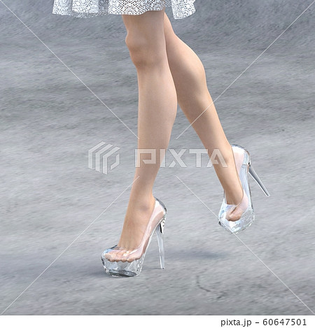 ガラスの靴を履いた美脚の女性 Perming3dcg イラスト素材のイラスト素材