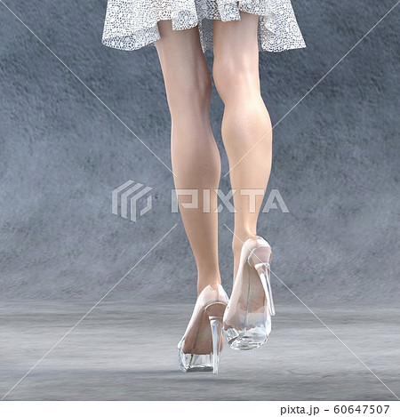 ガラスの靴を履いた美脚の女性 Perming3dcg イラスト素材のイラスト素材