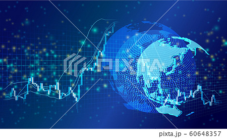 サイバーデジタル地球株価チャートイメージ背景 60648357