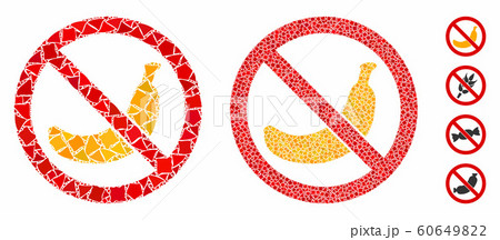 No banana Mosaic Icon of Rough Items No banana Mosaic Icon of Rough Items 60649822