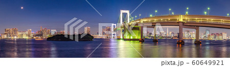 Panorama view of Tokyo skyline in the evening. Panorama view of Tokyo skyline in the evening. 60649921