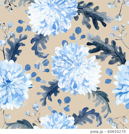 Watercolor seamless pattern with black and blue plants Watercolor seamless pattern with black and blue plants 60650270