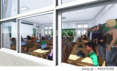 小学校 教室 パソコン 授業参観 イラスト57のイラスト素材