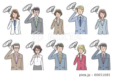 悩むビジネスマンとol いろいろのイラスト素材
