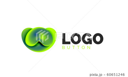 Abstract round shape logo template. Minimal geometrical design, 3d geometric bold symbol in relief style with color blend steps effect. Vector Illustration Abstract round shape logo template. Minimal geometrical design, 3d geometric bold symbol in relief style with color blend steps effect. Vector Illustration 60651246
