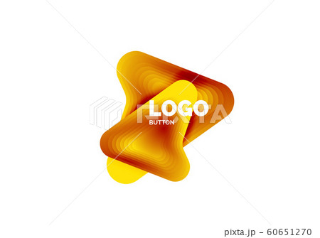 Arrow logo template. Or play or download button logotype template. Minimal geometrical design, 3d geometric bold symbol in relief style with color blend steps effect. Vector Illustration 60651270