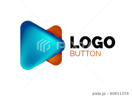 Play, arrow or download button icon, minimal design business logo template. 3d geometric bold in relief style with color blend steps effect. Vector Illustration For Wallpaper, Banner, Background, Card 60651359