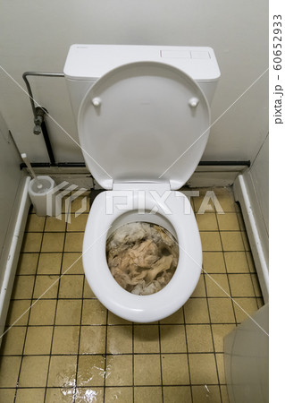 clogged toilet full of poop