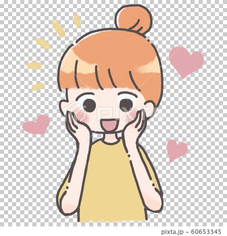 頬に手を当てて嬉しそうな女性 イラスト 頬に手を当てて嬉しそうな女性 イラスト 60653345