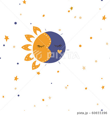Sun, stars and moon. Vector illustration. Sun, stars and moon. Vector illustration. 60655396