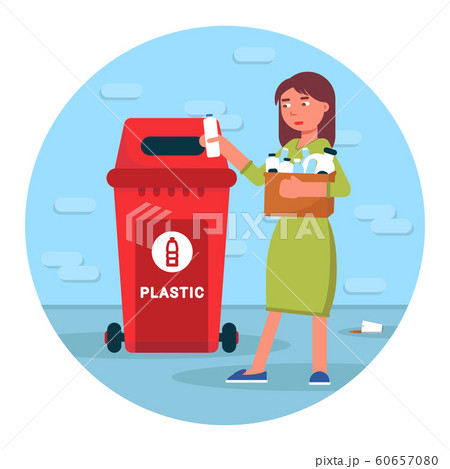 Plastic garbage recycling flat illustration 60657080