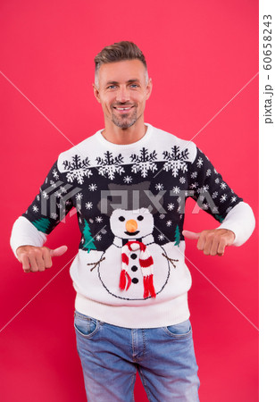 Christmas attribute. Handsome man wear winter 60658243