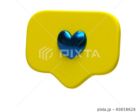 Like blue heart icon on a yellow pin isolated on white background. Social media Like symbol. 3d rendering 60658628
