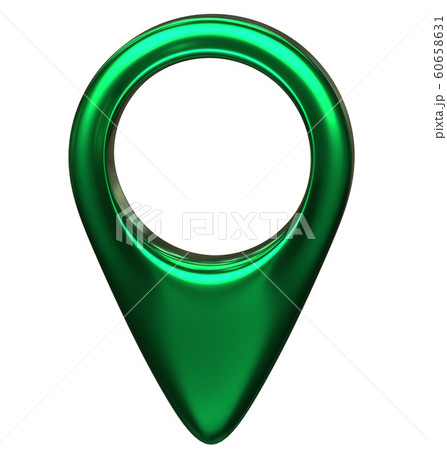Green map pointer 3d pin. Location symbol isolated on white background. Web location point, pointer. 3D rendering. 60658631