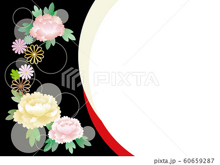 牡丹 菊の花 和の背景のイラスト素材 牡丹 菊の花 和の背景のイラスト素材