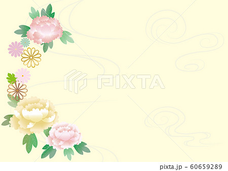 牡丹 菊 流水紋 背景のイラスト素材