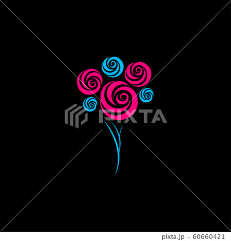 Bouquet of flowers. Bouquet of beautiful roses. Origami bouquet of roses. paper bouquet picture. Vector illustration of a bouquet of colorful flowers. Congratulatory logo. Rose logo. Bouquet logo. 60660421