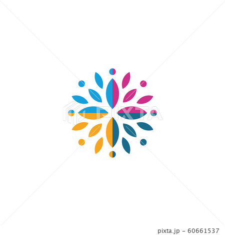 Colorful abstract vector flower petal, fruit and leaves. Digital colorful logo. Vector isolated circle logo. Creative logo. Vector logo template. Unusual isolated log on white background. Colorful abstract vector flower petal, fruit and leaves. Digital colorful logo. Vector isolated circle logo. Creative logo. Vector logo template. Unusual isolated log on white background. 60661537