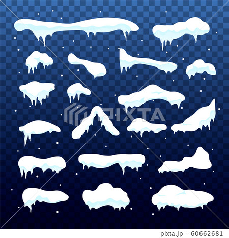 Snow caps, snowballs and snowdrifts set. 60662681