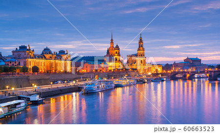 Dresden, Germany cityscape of cathdedrals over the Dresden, Germany cityscape of cathdedrals over the 60663523