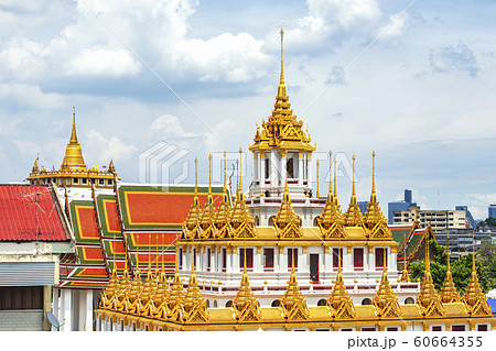 The Loha Prasart, Grand Golden Metal Pagoda at Wat Ratchanadda Temple, bangkok, Thailand 60664355