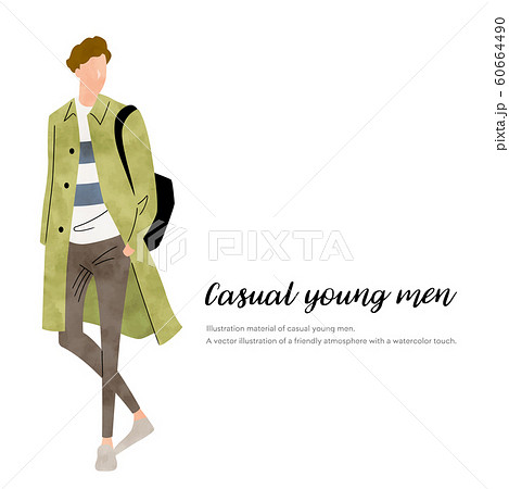 イラスト素材 冬のファッション 若い男性のイラスト素材