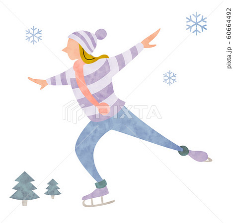 イラスト素材 スケートを滑る女の子のイラスト素材