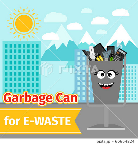 Garbage can with e-waste trash Garbage can with e-waste trash 60664824
