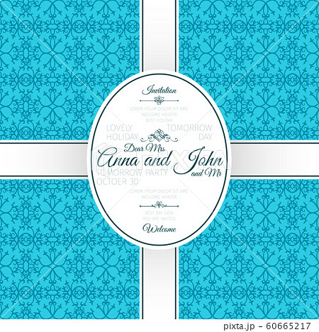 Invitation card with blue arabic pattern 60665217