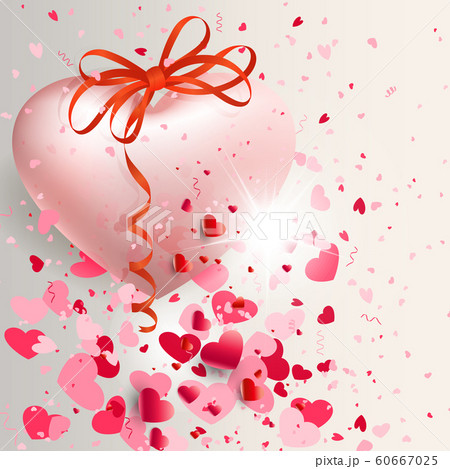 Light illustration with a big heart with a bow and ribbon Light illustration with a big heart with a bow and ribbon 60667025