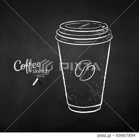 Vector chalk drawn coffee paper cup Vector chalk drawn coffee paper cup 60667894