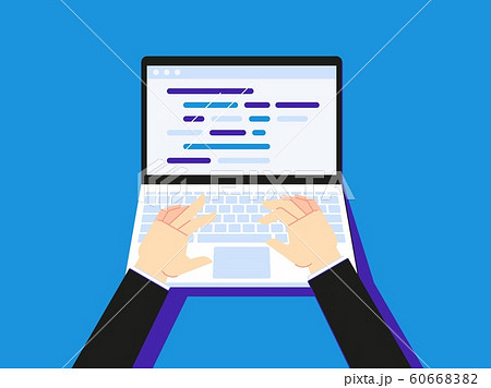 Typing Code On Laptop Businessman Using のイラスト素材 6066