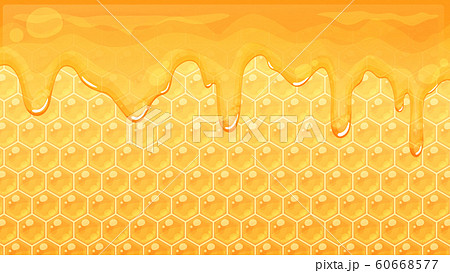 蜂蜜の垂れるフレームイラスト ハチの巣 16 9のイラスト素材