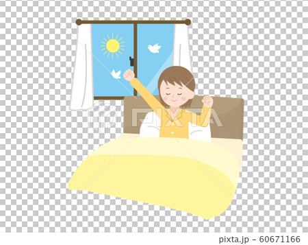 起床 目覚める女性のイラスト 60671166