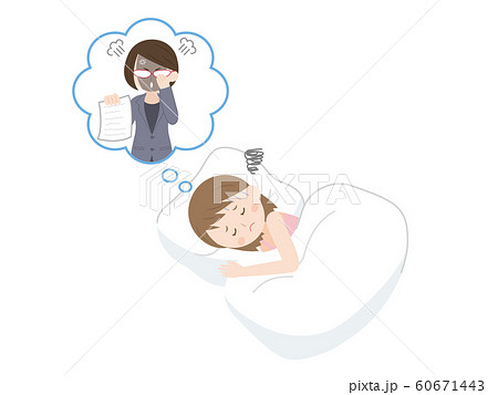 悪夢を見る女性のイラスト 60671443