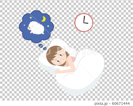 不眠症 眠れない女性のイラスト 60671444
