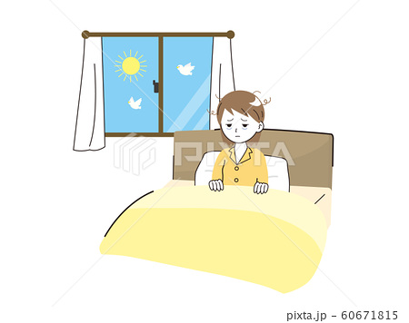 睡眠不足 寝不足な女性のイラストのイラスト素材