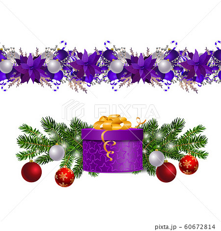 Christmas decorations with fir tree and decorations seamless border Christmas decorations with fir tree and decorations seamless border 60672814