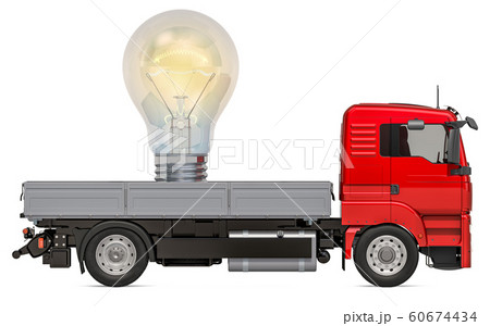 Truck with light bulb. Idea Delivery concept Truck with light bulb. Idea Delivery concept 60674434