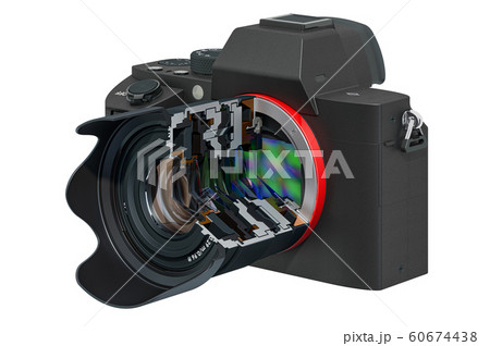 Sectional Of Mirrorless Digital Cameraのイラスト素材