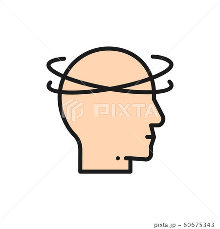 Dizziness, vertigo, fainting flat color line icon. Isolated on white background 60675343