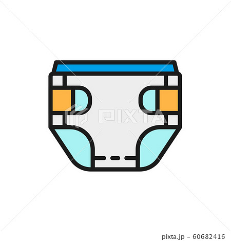 Baby absorbent diaper flat color line icon. Isolated on white background 60682416