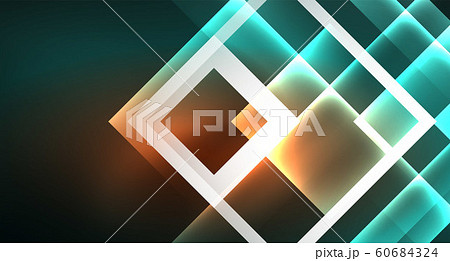 Neon geometric abstract background in hipster style on light background. Space retro design. Color geometric pattern. Square shape abstract background. 60684324