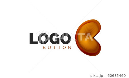 Abstract round shape logo template. Minimal geometrical design, 3d geometric bold symbol in relief style with color blend steps effect. Vector Illustration 60685460